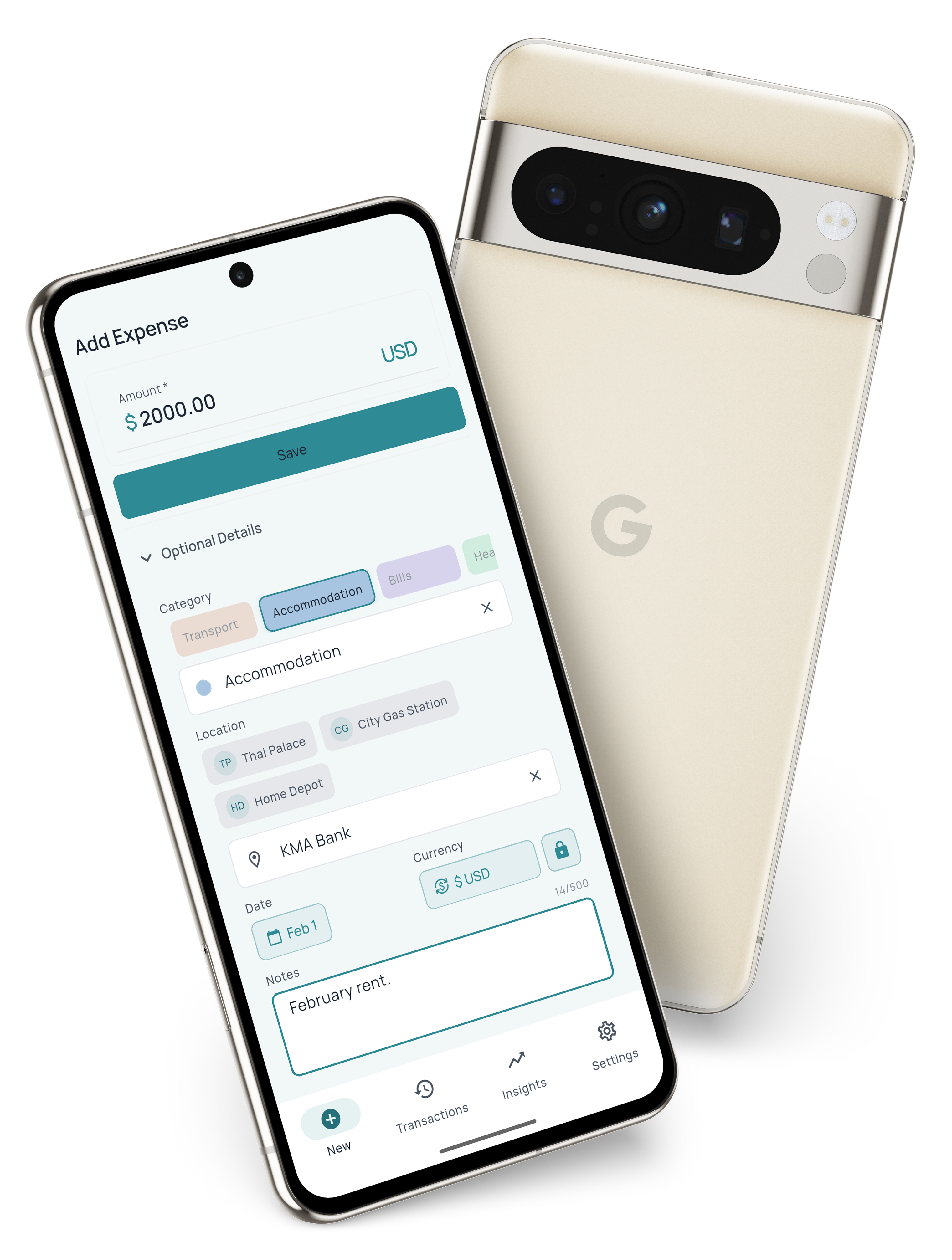 Enough Spent app quick add screen